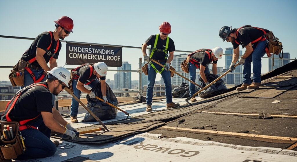 commercial roof replacement team