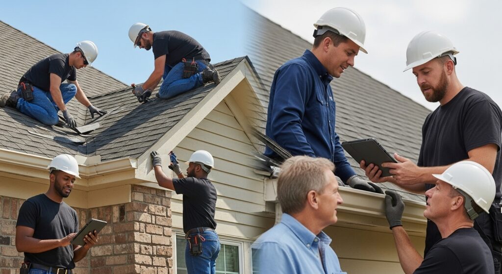 roof repairs, homeowner, roofing crew