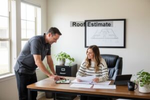 roof estimate homeowner meeting
