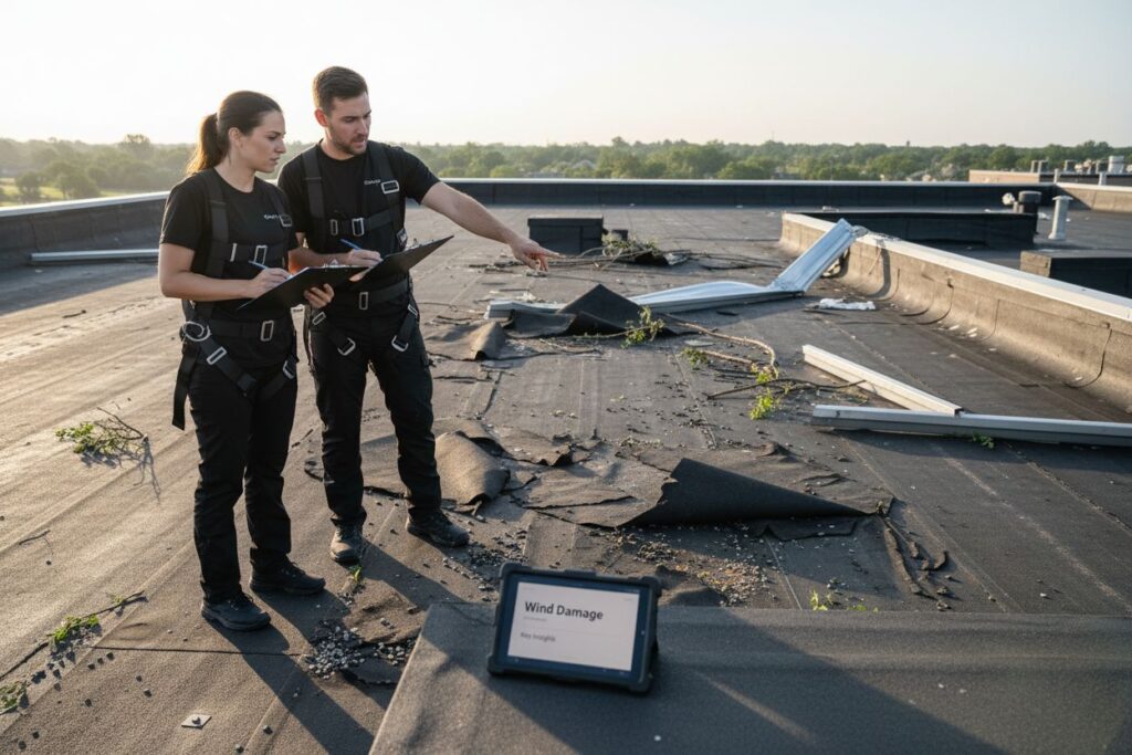 wind damage commercial roof