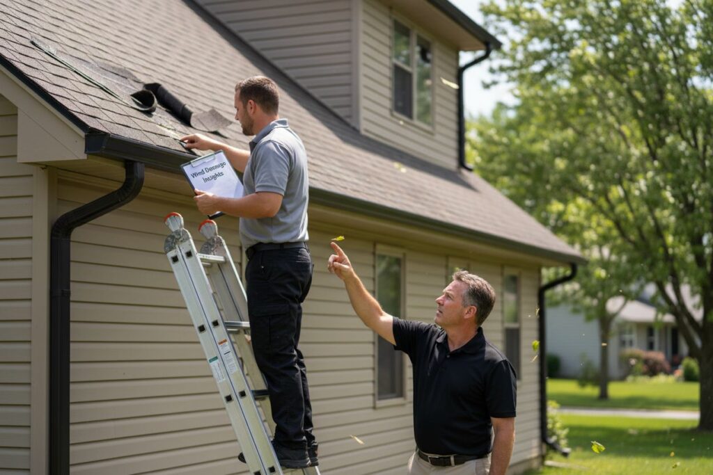 wind damage shingles home inspection